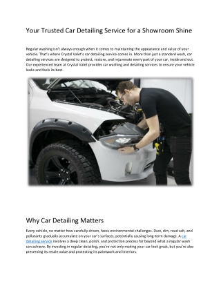 Your Trusted Car Detailing Service for a Showroom Shine