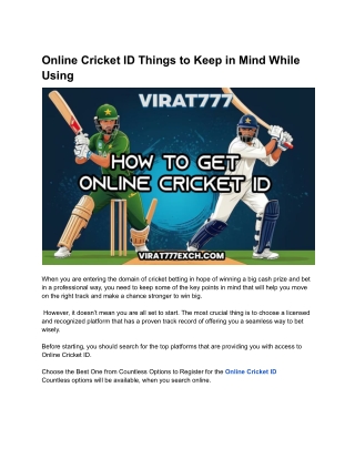Online Cricket ID Things to Keep in Mind While Using