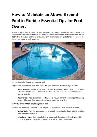 Dive into Quality with Florida’s Pool Specialists