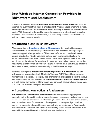 Best Wireless Internet Connection Providers in Bhimavaram and Amalapuram.docx