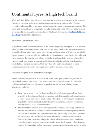 Continental Tyres_ A high tech brand