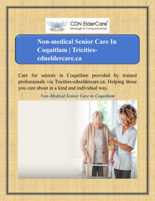 Non-medical Senior Care In Coquitlam | Tricities-cdneldercare.ca