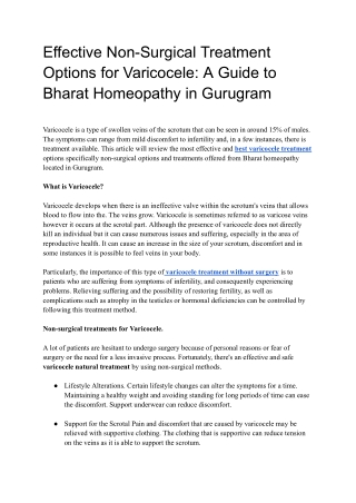 Effective Non-Surgical Treatment Options for Varicocele