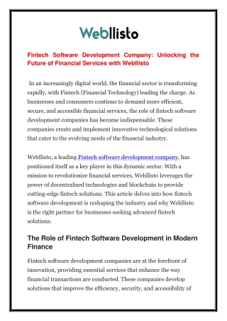 Fintech Software Development Company