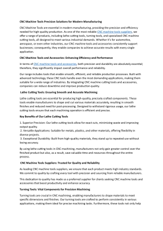 Article CNC Machine Tools Precision Solutions for Modern Manufacturing