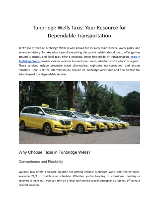 Tunbridge Wells Taxis_ Your Resource for Dependable Transportation