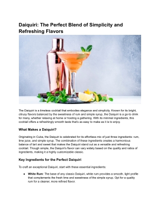 Daiquiri_ The Perfect Blend of Simplicity and Refreshing Flavors