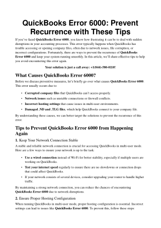 QuickBooks Error 6000 Prevent Recurrence with These Tips