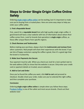 Steps to Order Single Origin Coffee Online Safely