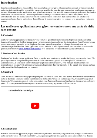 Les meilleures applications pour gérer vos contacts avec une carte de visite san
