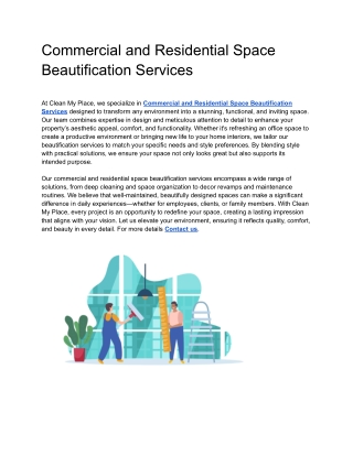 Commercial and Residential Space Beautification Services