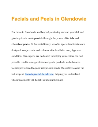 Facials Peels in Glendowie