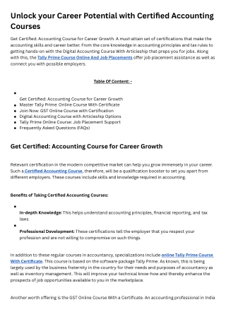 Unlock Your Career Potential with Certified Accounting Courses