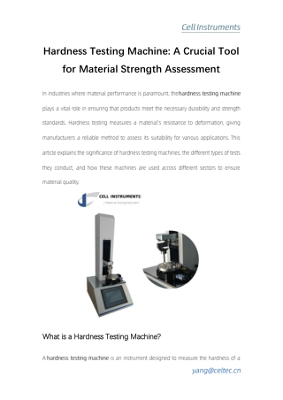 Hardness Testing Machine A Crucial Tool for Material Strength Assessment