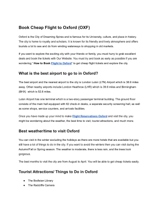 Book Cheap Flight to Oxford _ Easy Path