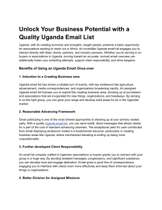 Unlock Your Business Potential with a Quality Uganda Email List