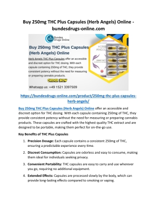 Buy 250mg THC Plus Capsules (Herb Angels) Online - bundesdrugs-online