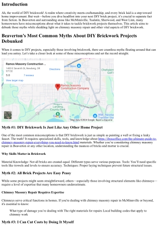 “Beaverton’s Most Common Myths About DIY Brickwork Projects Debunked”