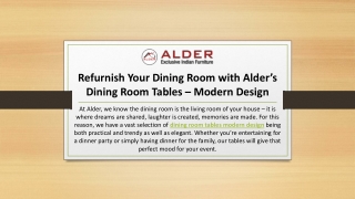 Refurnish Your Dining Room with Alder’s Dining Room Tables – Modern Design