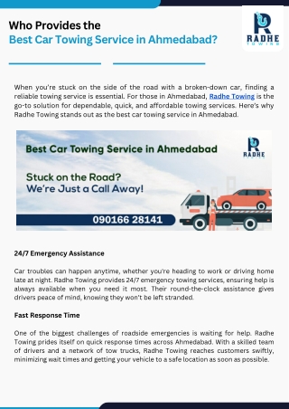 Expert Car Towing Services in Ahmedabad | Radhe Towing