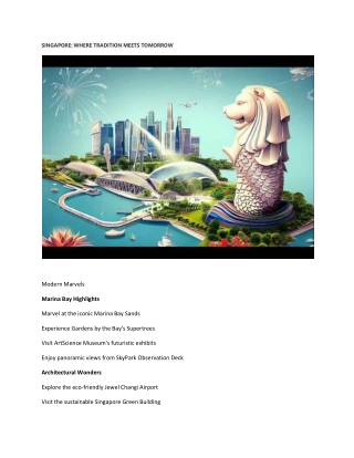 Singapore: Where Tradition Meets Tomorrow