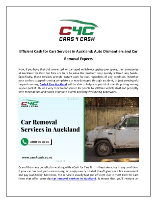Efficient Cash for Cars Services in Auckland