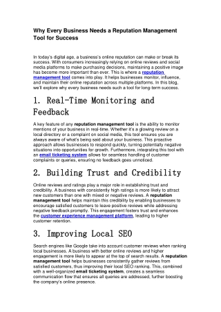 Why Every Business Needs a Reputation Management Tool for Success