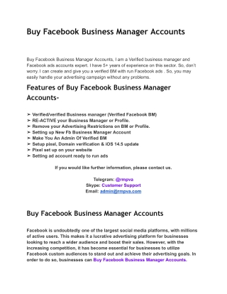 Buy Facebook Business Manager Accounts