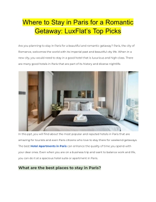 Where to Stay in Paris for a Romantic Getaway_ LuxFlat’s Top Picks