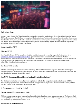 Are NFTs Considered Legal Under Indian Crypto Regulations?