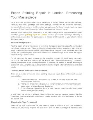 Expert Painting Repair in London_ Preserving Your Masterpiece