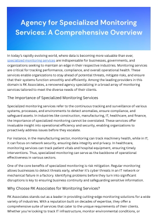 Comprehensive Overview of Specialized Monitoring Services