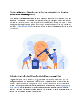 Efficiently Managing Claim Denials in Otolaryngology Billing: Boosting Revenue