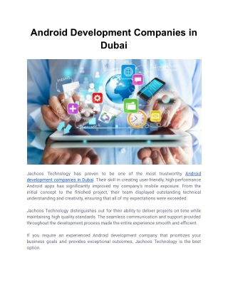 Android Development Companies in Dubai