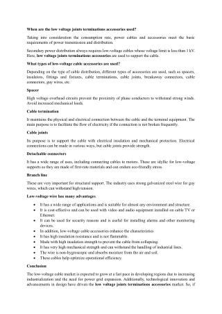 low voltage joints terminations accessories