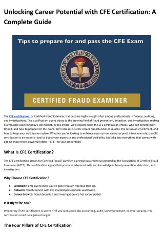 Unlocking Career Potential with CFE Certification_ A Complete Guide
