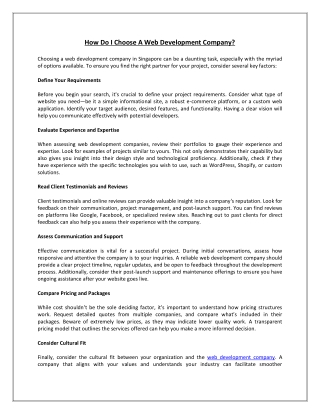 How do I choose a web development company?