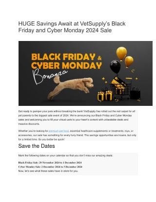 HUGE Savings Await at VetSupply’s Black Friday and Cyber Monday 2024 Sale
