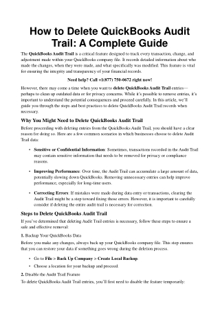 How to Delete QuickBooks Audit Trail A Complete Guide