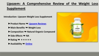Lipozem Weight Loss Supplement