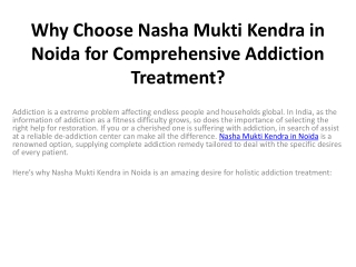 Nasha Mukti Kendra in Noida