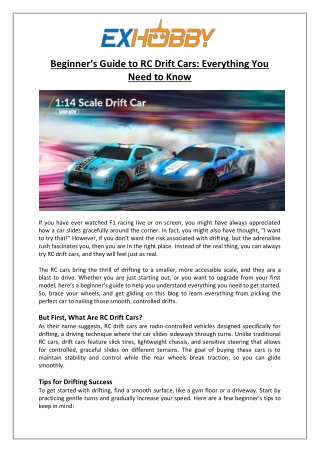 EXHOBBY - Beginner’s Guide to RC Drift Cars Everything You Need to Know