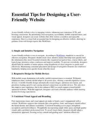 Essential Tips for Designing a User-Friendly Website