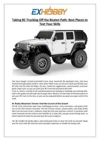 EXHOBBY - Taking RC Trucking Off the Beaten Path Best Places to Test Your Skills