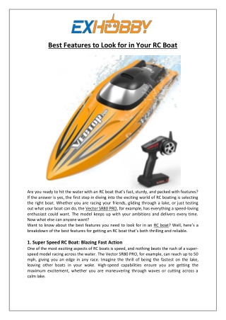 EXHOBBY - Best Features to Look for in Your RC Boat