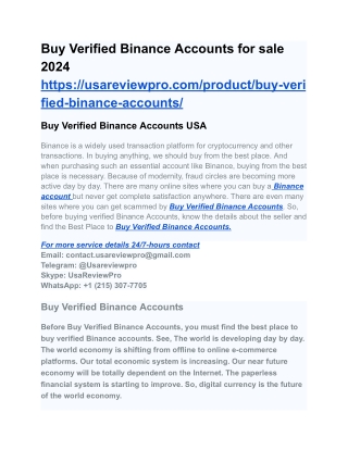 Buy Verified Binance Accounts for sale 2024