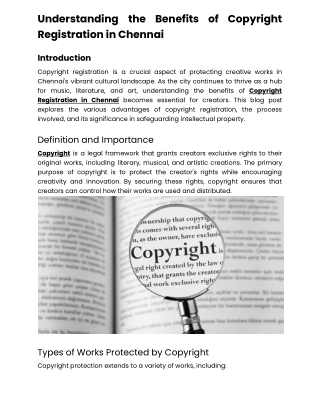 Understanding the Benefits of Copyright Registration in Chennai