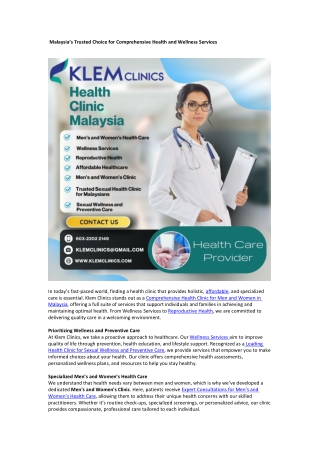 Malaysia’s Trusted Choice for Comprehensive Health and Wellness Services