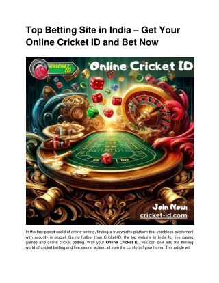 Top Betting Site in India – Get Your Online Cricket ID and Bet Now