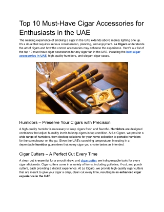 Top 10 Must-Have Cigar Accessories for Enthusiasts in the UAE